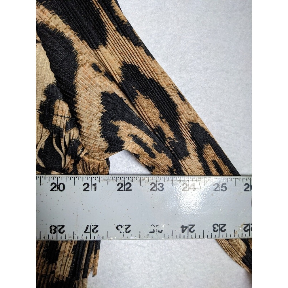 Chicos Womens Jacket Top Size 3 XL Leopard Fringe Chocolate Chip Polyester Brown - Picture 4 of 10